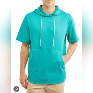 George Men's Small Elongated Short Sleeve Hoodie Blue Size Small